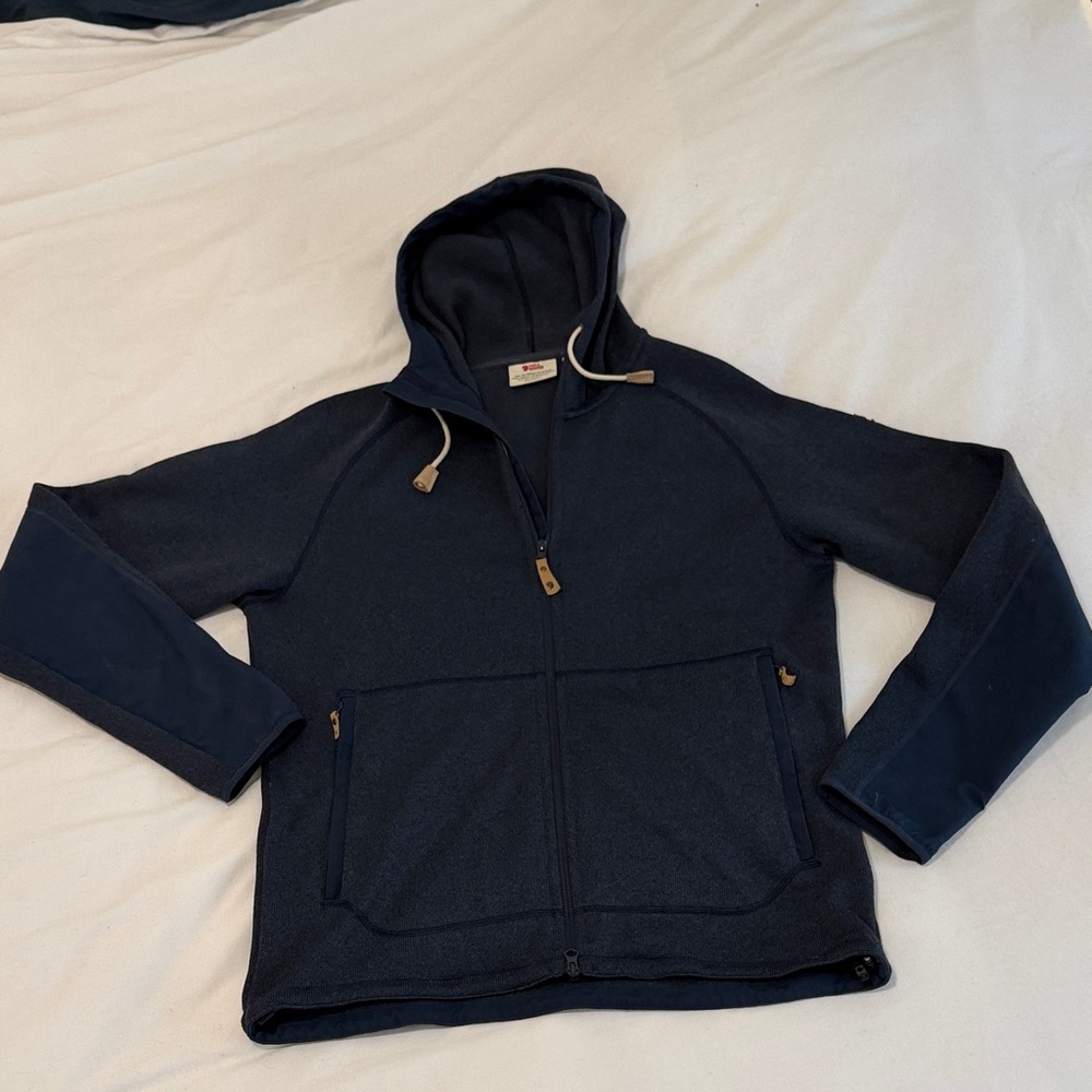 Fjallraven Ovik Fleece Men's Navy Hooded Zip Sweatshirt